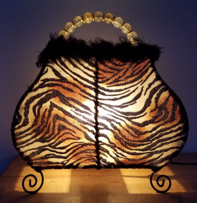 Tiger Print Purse Lamp 