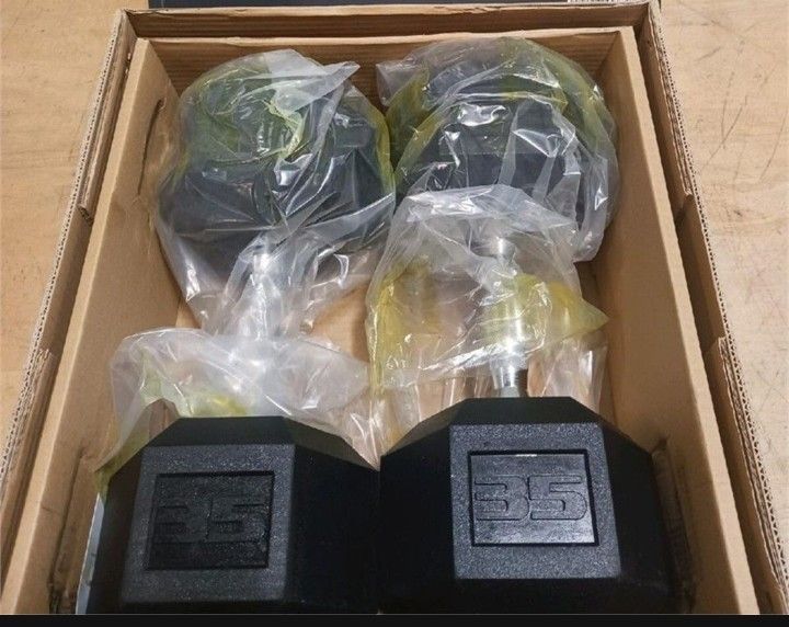 New CAP Barbell Coated Hex Dumbbell 35lb Weights, Pair