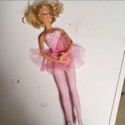 Fashion Doll Blonde Wavy Hair Blue Eyes Pink Ballerina Tutu Dress Tights