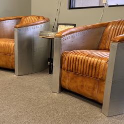 Pair If Aviator Chairs And End Table 