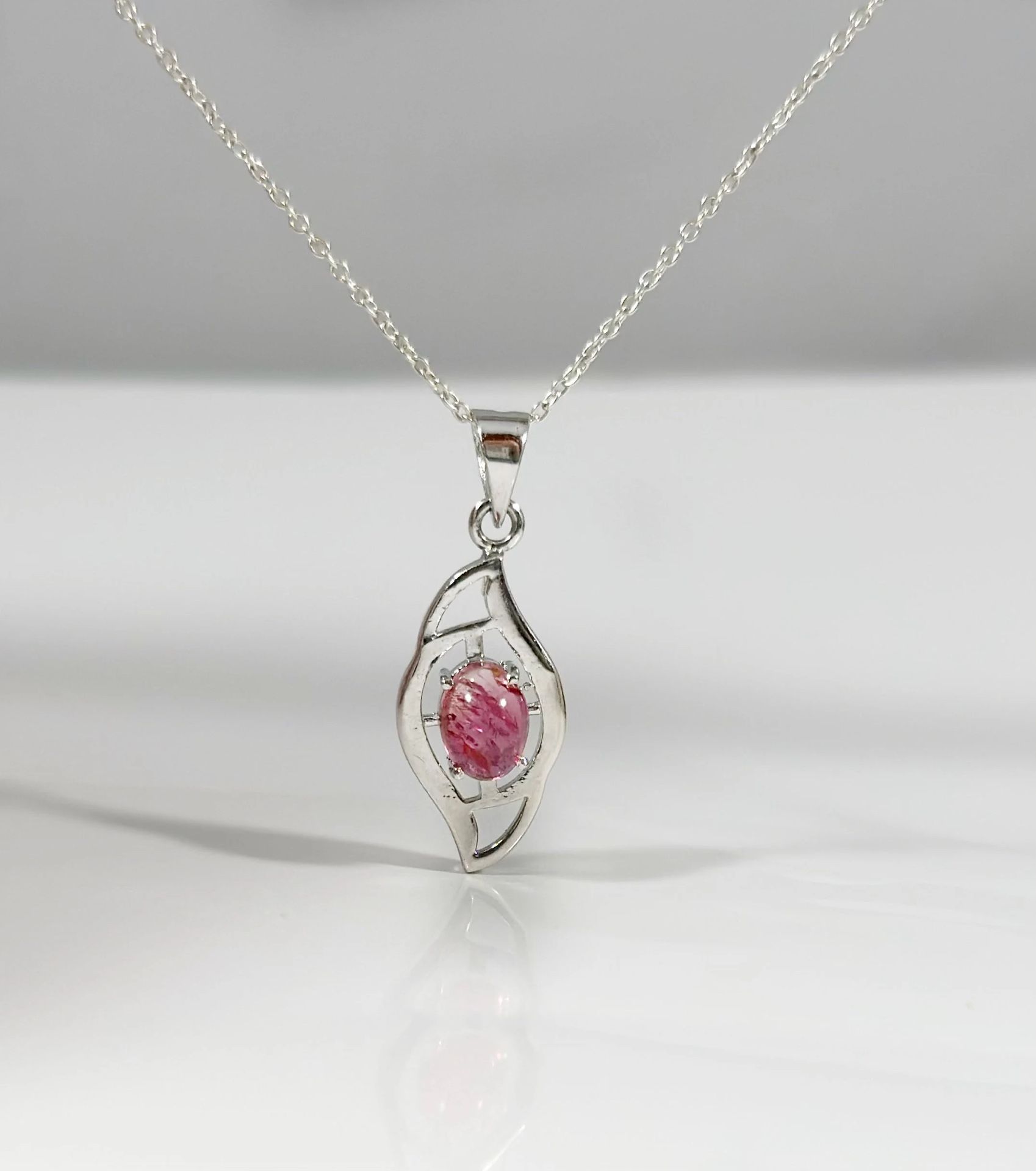 Pretty Pink Tourmaline Pendant Sterling Silver