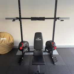 Home Gym Equipment Set – Barbell, Bench, Dumbbells, Plates & More – Great Condition!