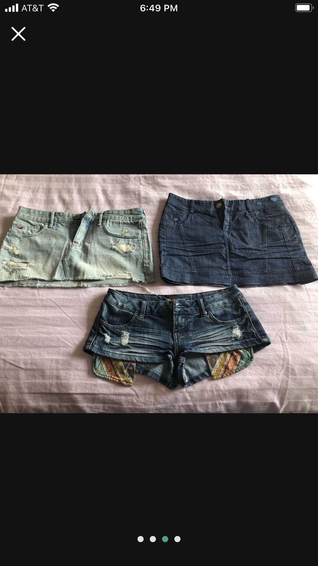 women's denim shorts, skirts, $5 each