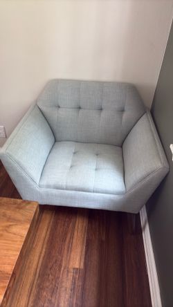 Midcentury modern light blue arm chair
