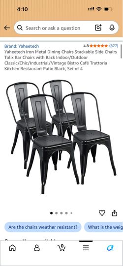 Black Metal Dining Chairs Set of 4