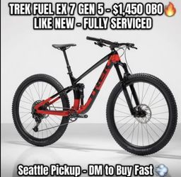 🚵 Trek Fuel EX 7 Gen 5 ML Full Suspension Mountain Bike – $2,200 OBO