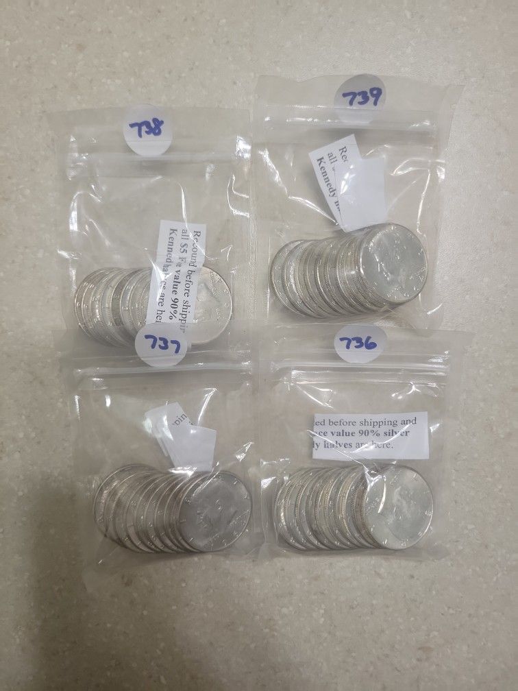 1964 Kennedy Half Silver Dollars.  40 Coins