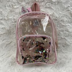Clear Mini Backpack Bag Confetti Sequins Blush Pink 