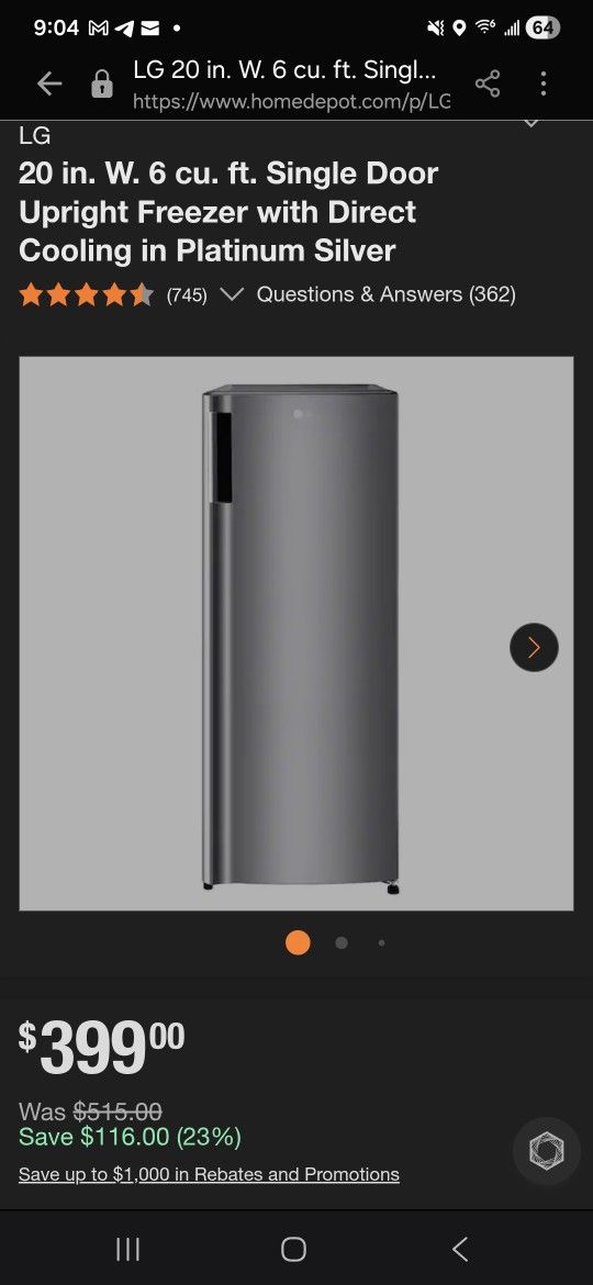 Brand new LG 6C FREEZER 