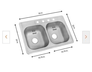 MSRP: $ 119 GLACIER BAY - Drop-In Stainless Steel 33 in. 4-Hole Double Bowl Kitchen Sink