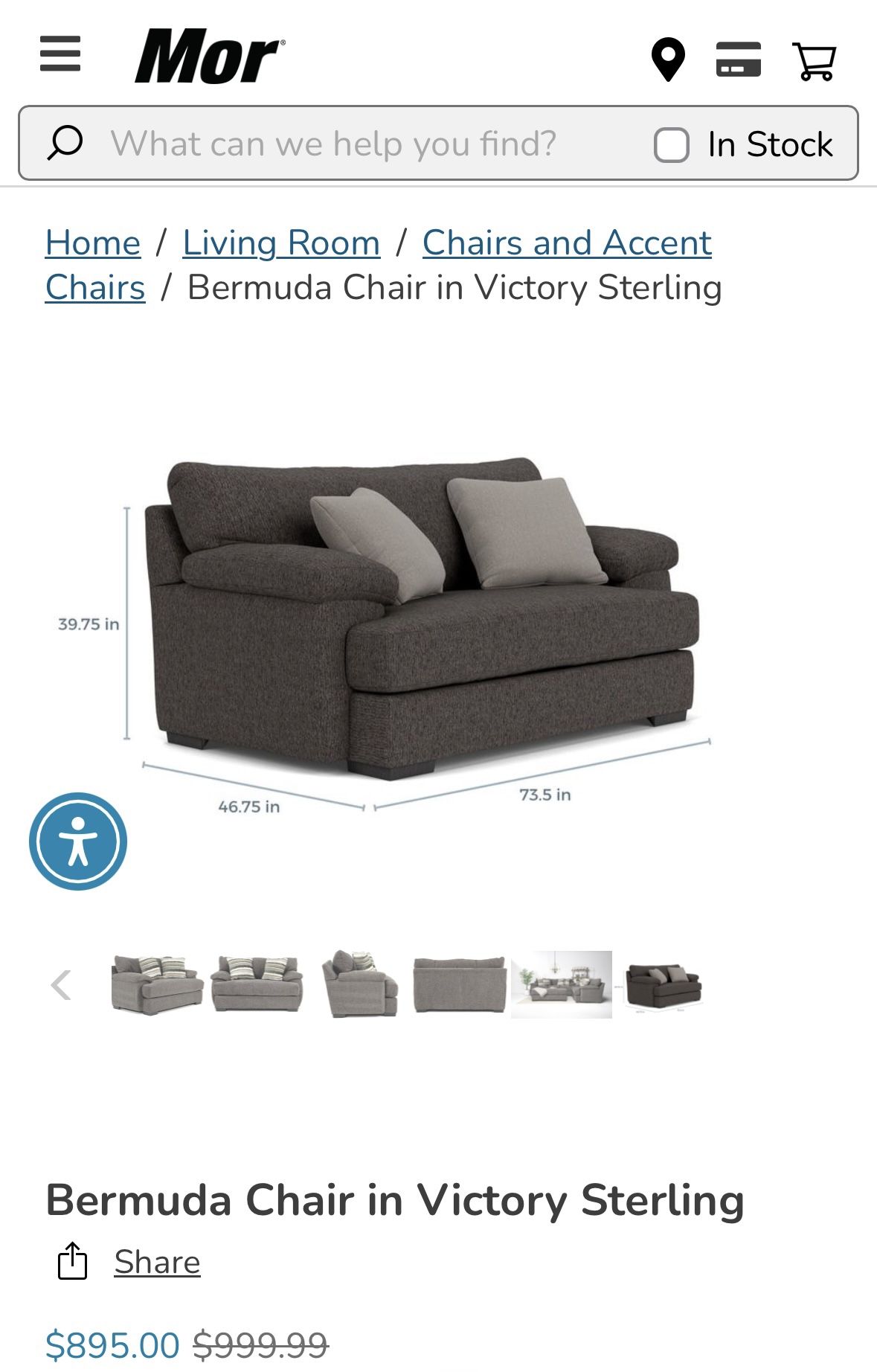 Mor Furniture Bermuda Oversized Chair Loveseat