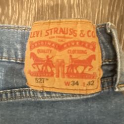 Levis 527 Jeans Men 34x32 Boot Cut Slim Denim Medium Wash Fade Cowboy/ Work Wear