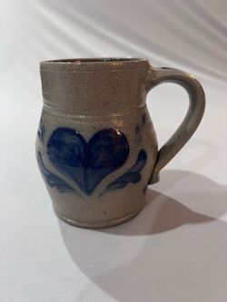 Vintage Rowe Pottery Works Salt Glaze Heart Mug 1993