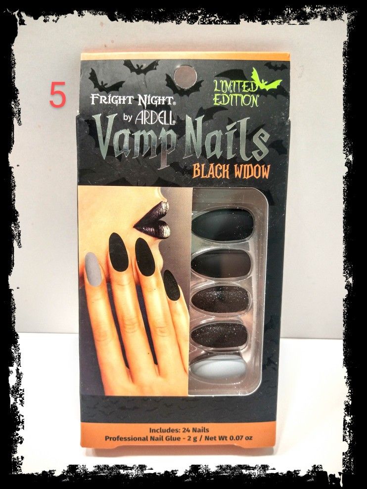 ☠️🕸 Fright Night - BLACK WIDOW 🕸☠️ Black & White ~ Limited Edition ~ Vamp Nails *NIB*