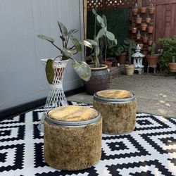 Vintage Mid Century Modern "Leverpak" Storage Ottomans (Set of 2) 
