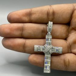 AUTHENTIC Silver And Moissanite Cross pendant