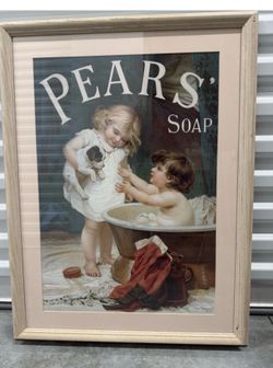 Fred Morgan "Pears’ Soap" Framed Ad Poster Print , Vintage. EUC