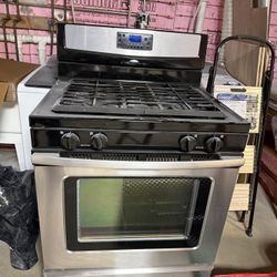 Whirlpool Gas 4 Burner Stove, Black and Stainless Steel