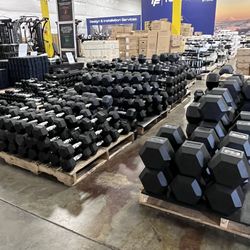 5-100lb Rubber Hex Dumbbells (NEW)