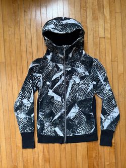 Lululemon Scuba Hoodie Static Mist Black White Full Zip Fleece Women’s Sz. 6