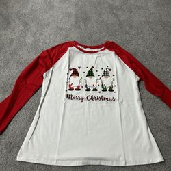 Christmas Tshirt Women merry Christmas Print long Sleeve Baseball Tshirt Blouse Tee Tops size large ( compare $19.99 is Amazon price ) very stretchy