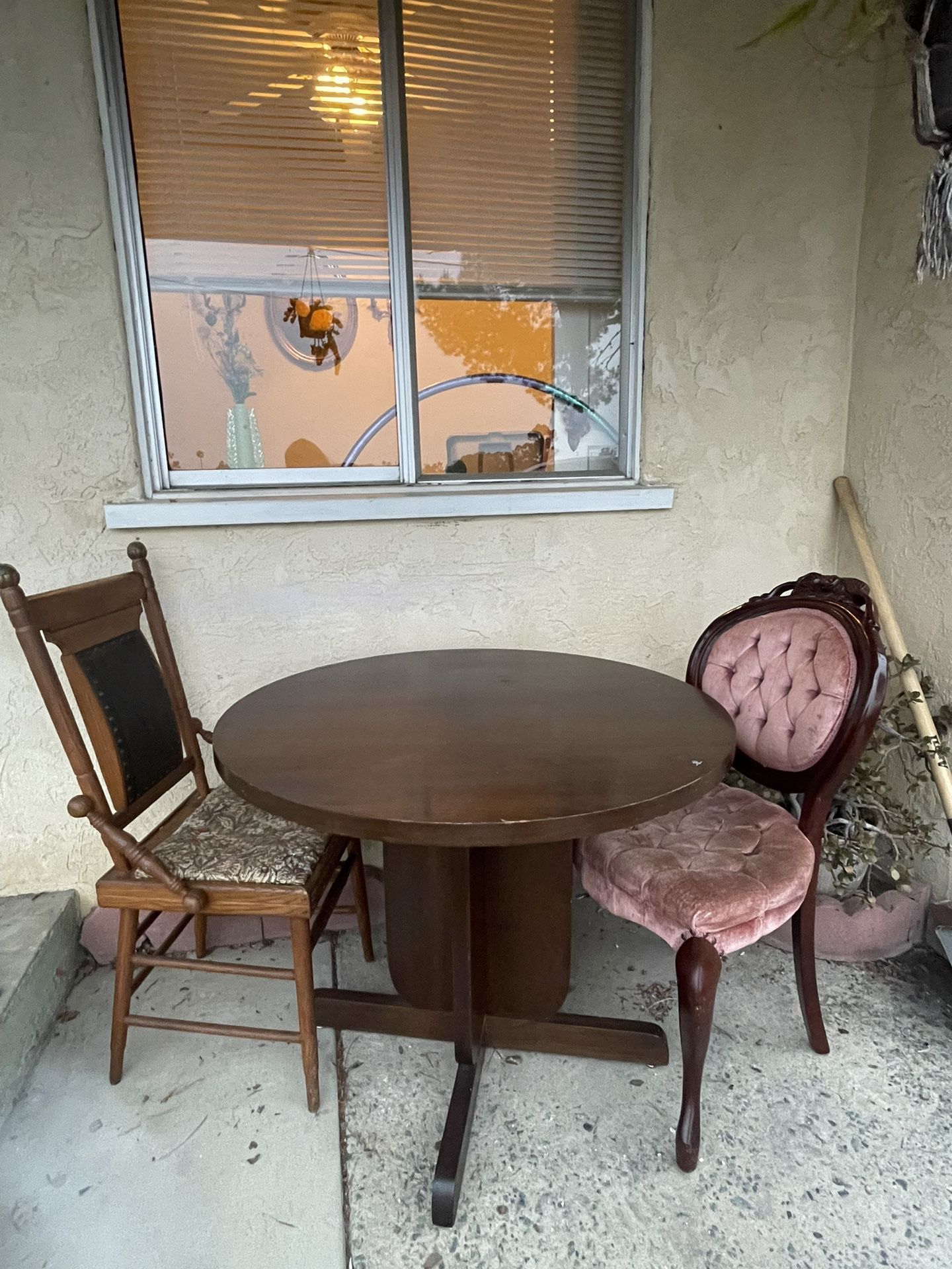 Vintage Mismatched Dining Room Set And Outdoor Furniture 