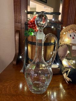 Glass hand painted wine decanter