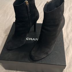 Chanel Black Suede Short Boot