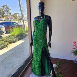Emerald velvet sequined maxi dress, SIZE SMALL