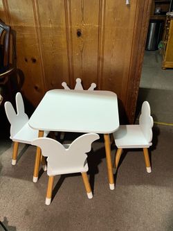 UTEX Kids Table with 4 Chairs Set, Kid Table and Chairs Set for Girls, Toddlers, Boys, 5 Piece Kiddy Table and Chair Set, White