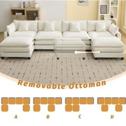 NEW - 147'' Sectional Cloud Deep Seat Couch, Oversized Chenille U Shaped Sectional Sofa for Living Room Set, Comfy Upholstered Modular Sectional Sofa 