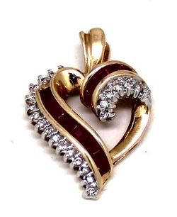 Ladies Ruby/Diamond Heart Pendant