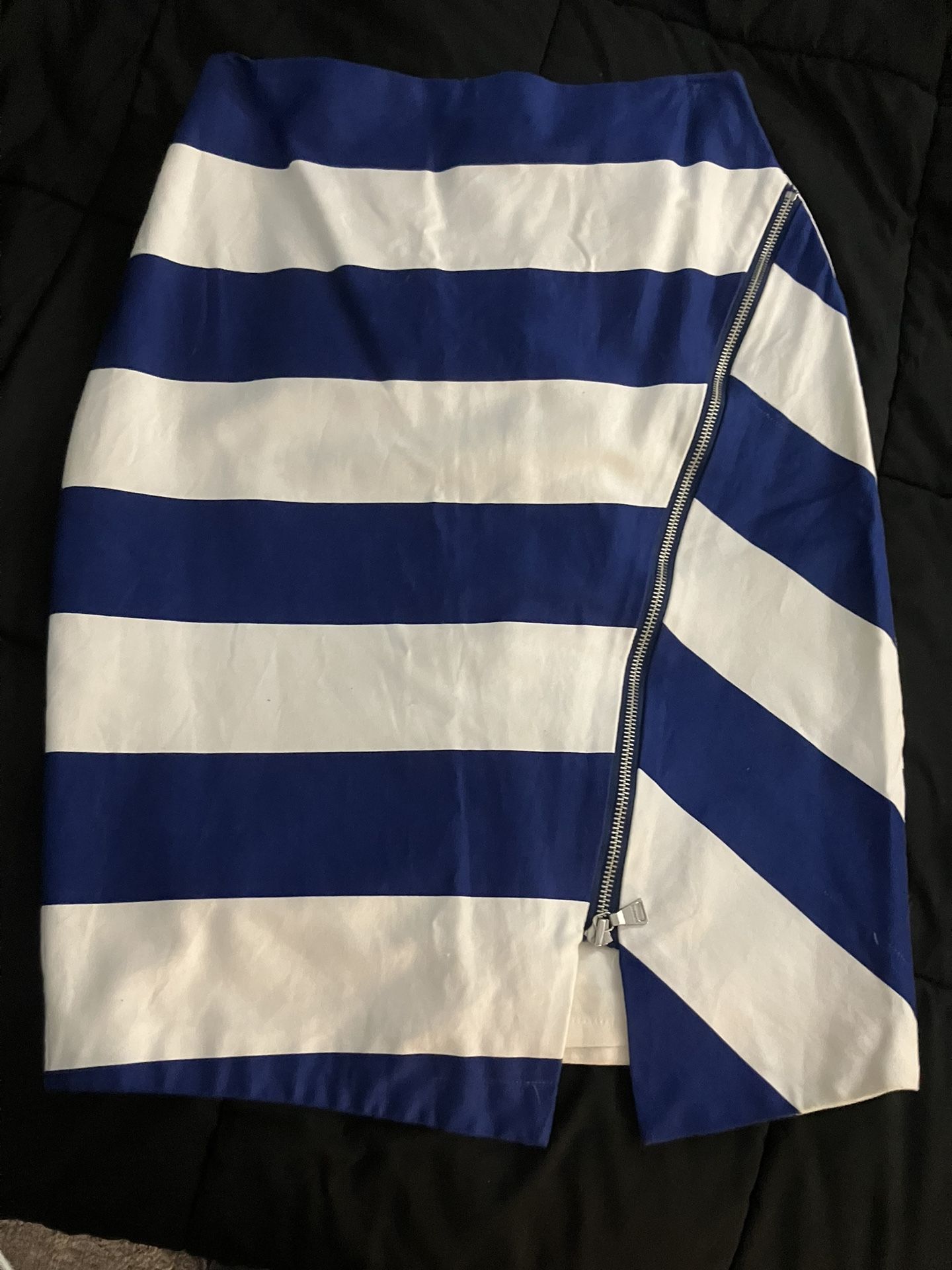Express Blue and White knee length skirt.