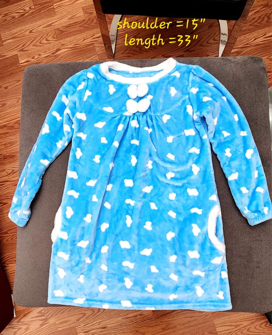Sky Blue With Cloud Prints Kid's Nightgown 