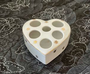 Vintage Heart Porcelain Lipstick Holder - Mid Century Japan EW-987