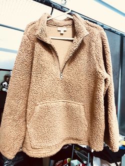 It's brown Tan Sherpa Quarter-Zip Pullover Sweatshirt