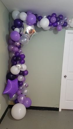 Lavender ,purple and white balloon garland