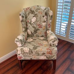 Beautiful Wood Wing Back Chair 