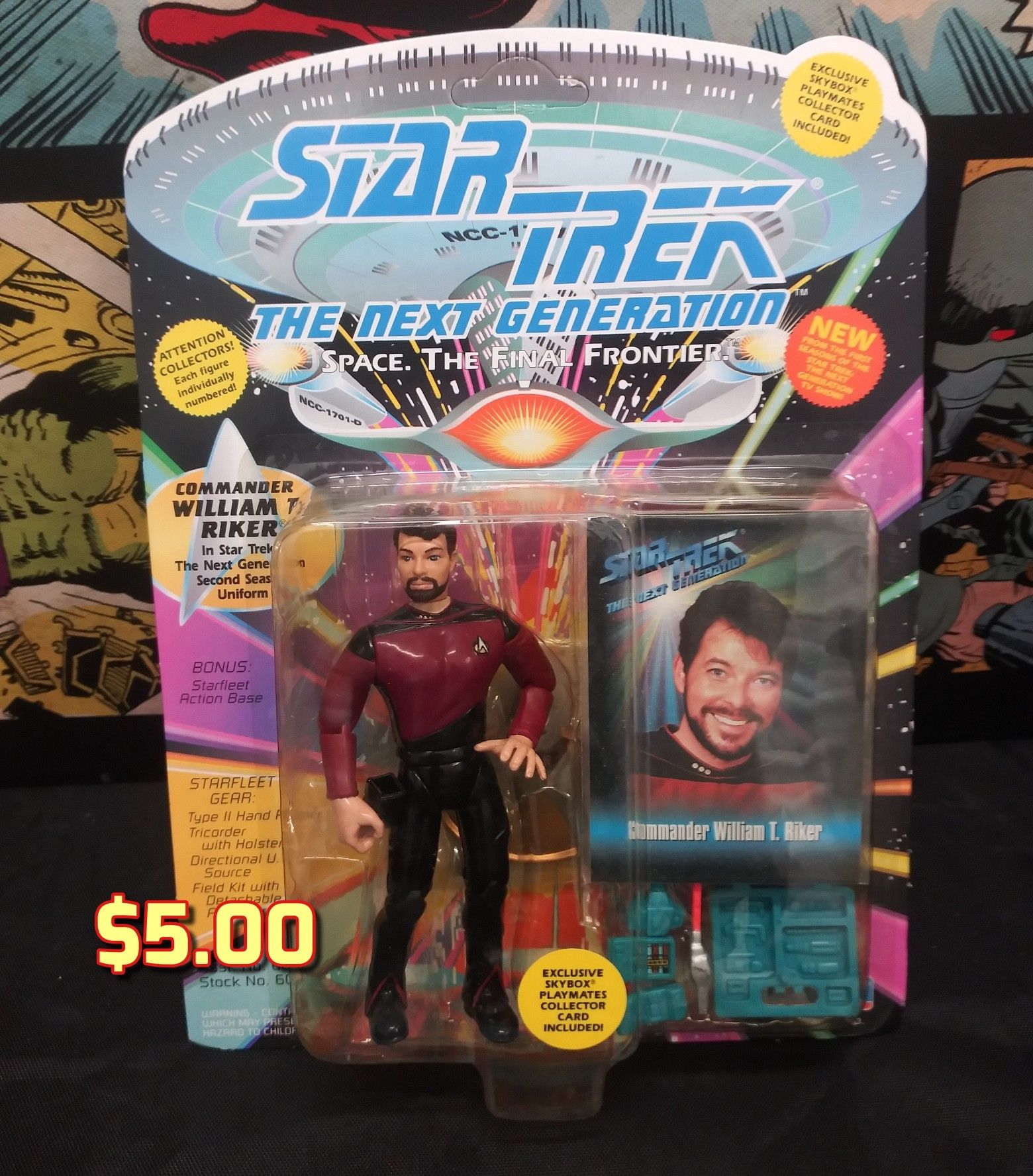 1993 Playmates Star Trek The Next Generation Action Figure Commander Riker MOC