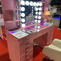 Pink Vanity Set w/ 2 Side Shelf’s