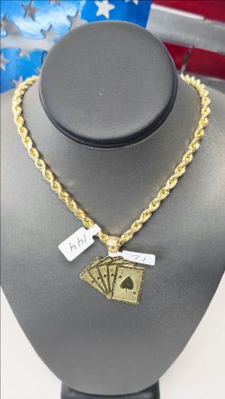10k 26inch 5.7mm Hollow Rope Chain And 10k Pendant