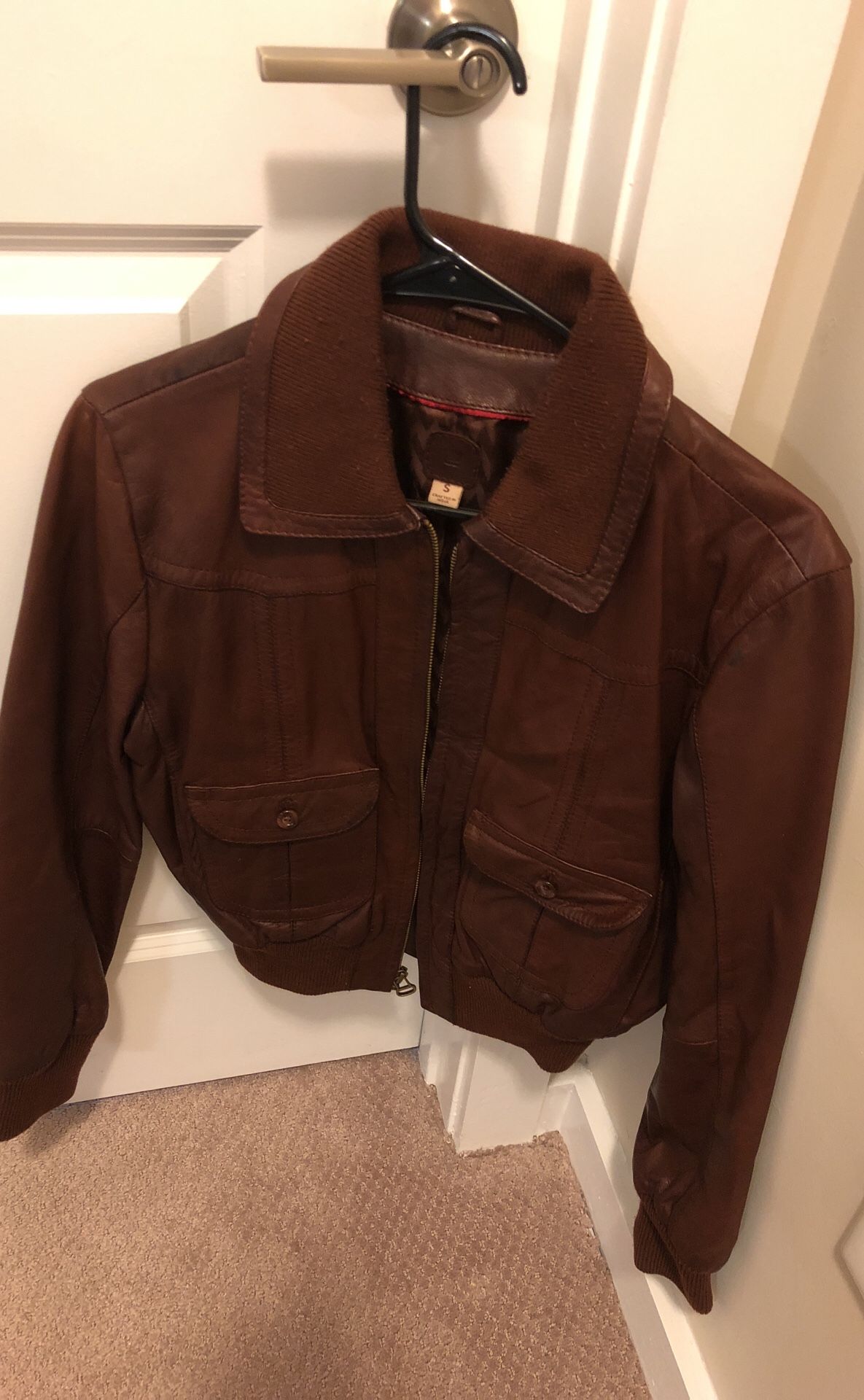 Leather bomber jacket