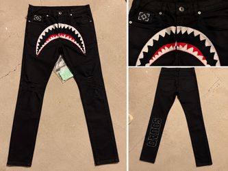 Black Shark Mouth Graphic Skinny Jeans