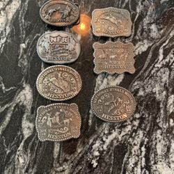Vintage Hesston National Finals Rodeo Belt Buckles