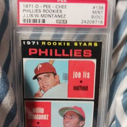 1971 O-Pee-Chee Phillies Rookies J.Lis/W.Montanez PSA 9(OC)