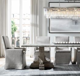 RARE FIND!! restoration hardware RH 17TH C. FRENCH BASTIDE OAK & MARBLE RECTANGULAR DINING TABLE
