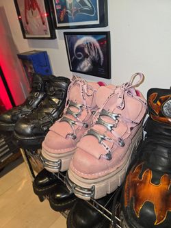 Pink new rock platform boots shoes size 38