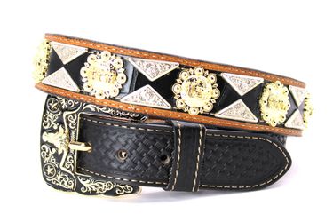Western Belt Cowboy Gold Silver Black Brown Cowboy Prayer Concho Rooster Concho Belt Pants 28 30 32 34 36 38 Cinto Vaquero