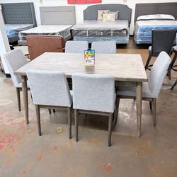 7pc dining set gray & brown