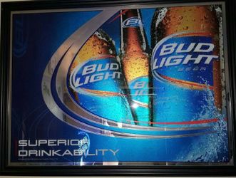 Bud Light Iconic Mirror Bar Sign - Official Anheuser-Busch Framed Mirror